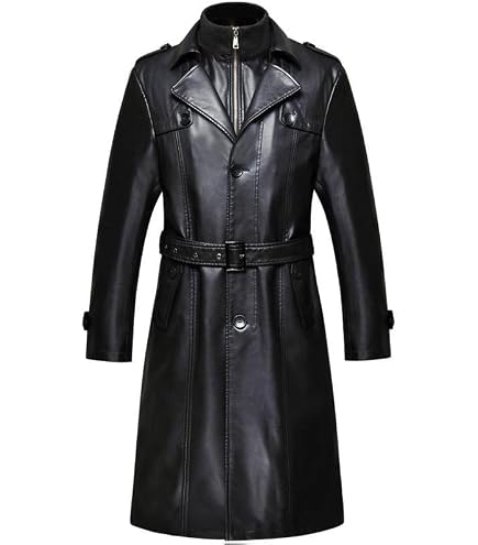 Takitop Jackalious Black Trench Coat Real Lambskin Leather for Men